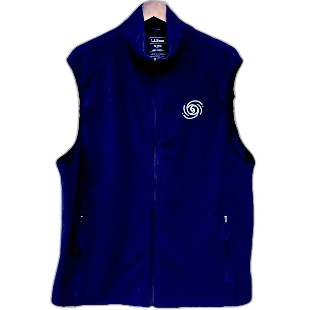 Men's L.L. Bean Hiking Gorp Utility Zip Blue Pockets Blue Fleece Vest Sz XL